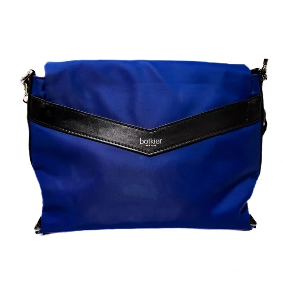 NEW - Botkier Cobalt Blue Nylon Crossbody Bag Chrome Accents & Adjustable Strap - Picture 4 of 8